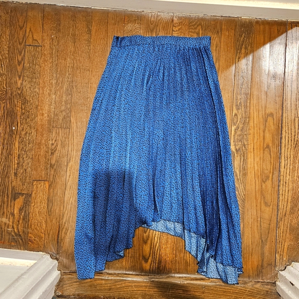 Pleated Banana Republic Midi Skirt Blue w/ Pattern
